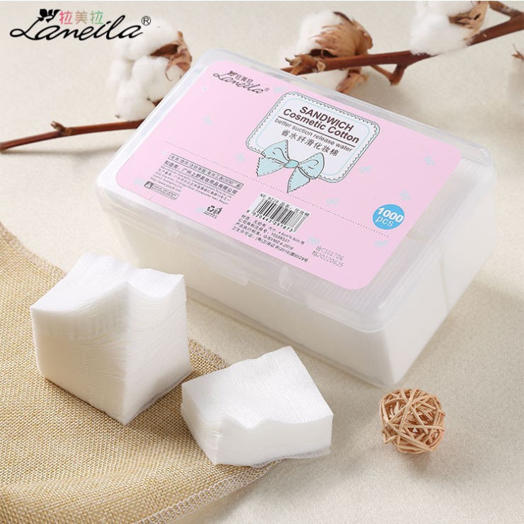 01 hộp Bông Tẩy Trang Lameila 1000 Miếng Chính Hãng - cotton 100% - MẪU MỚI 2021 Nội địa Trung