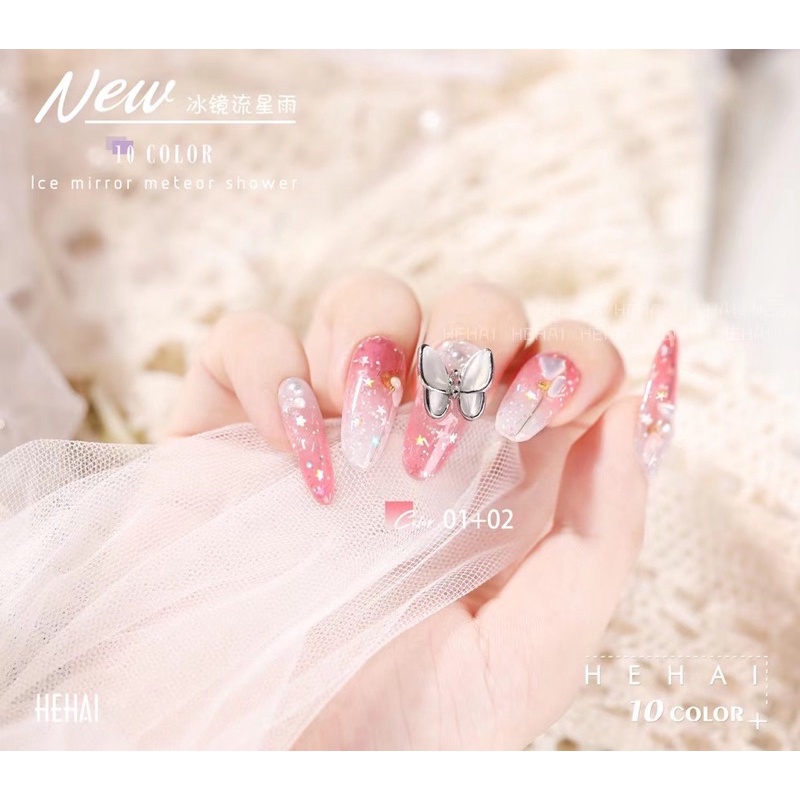 Sơn Gel Nhũ Sao Băng Set 10 màu kèm bảng màu