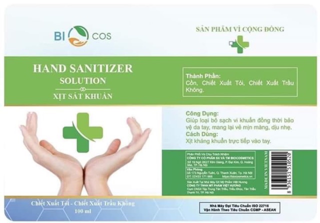 [BÁN HÒA VỐN-SỞ Y TẾ ĐÓNG DẤU] Xịt Sát khuẩn rửa tay khô Biocos cho tay-khẩu trang-vật dụng | BigBuy360 - bigbuy360.vn