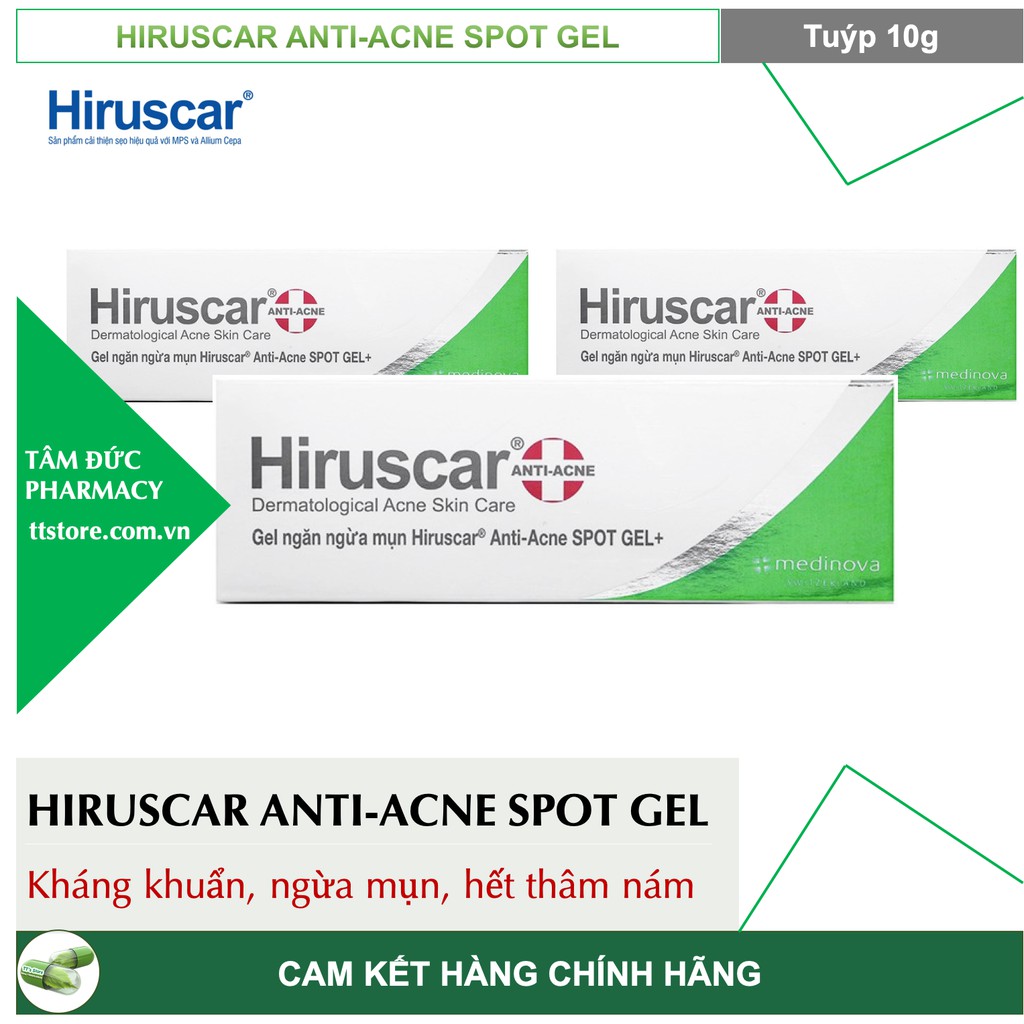 HIRUSCAR Anti-Acne Spot Gel 10g - Gel kháng khuẩn, ngừa mụn trứng cá [hirusca / híuca / hirucar]
