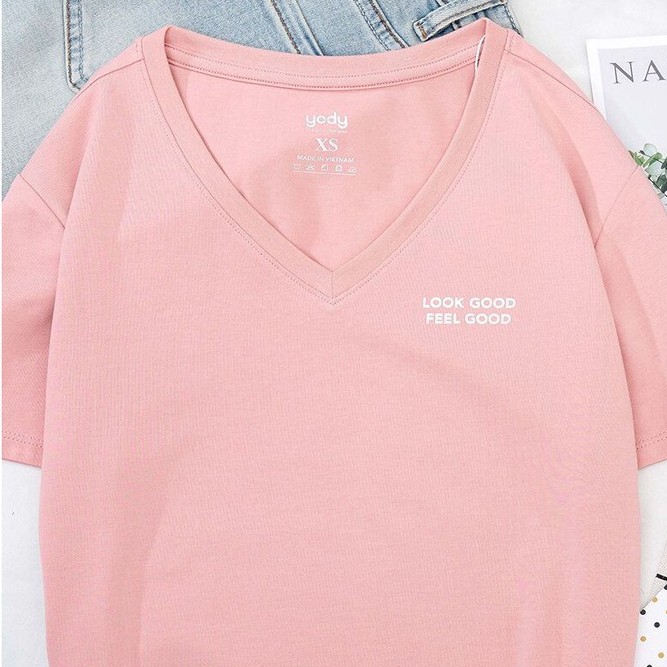 [Mã FASHIONMALLT4 giảm tới 30K đơn 150K] Áo thun nam cổ tim YODY chính hãng cotton mềm mịn - PPM3997