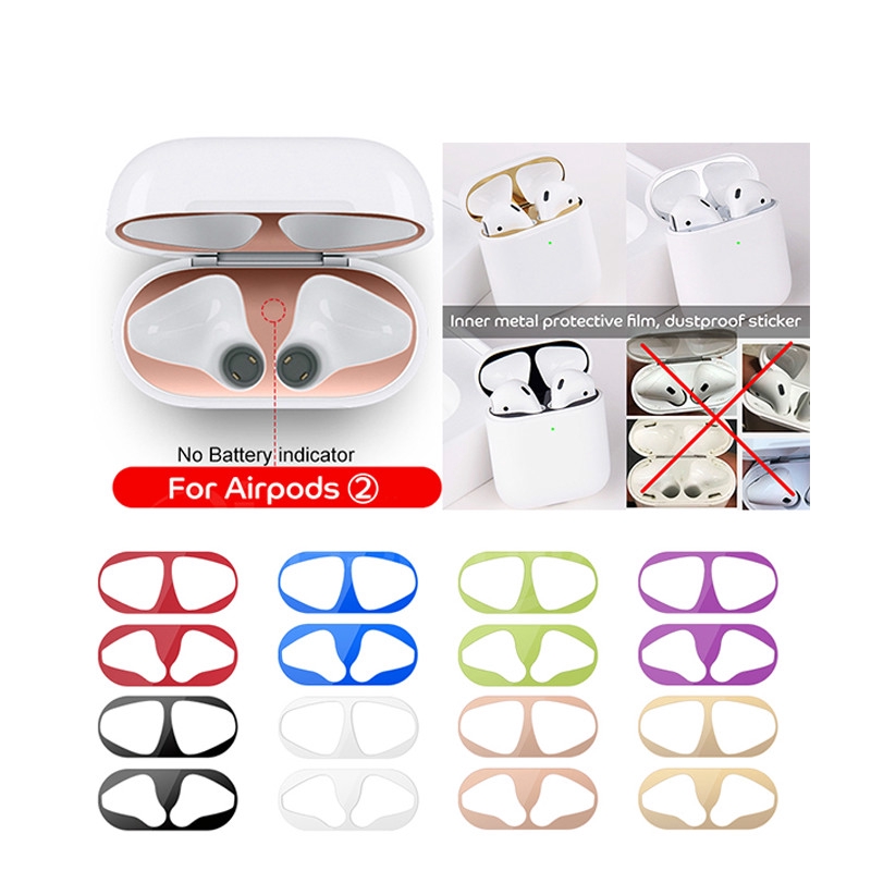 Miếng bảo vệ hộp sạc tai nghe Apple Airpods 2 chống bụi bằng kim loại