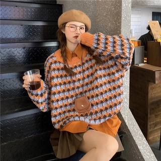 suit women solid color blouse + knitted sweater