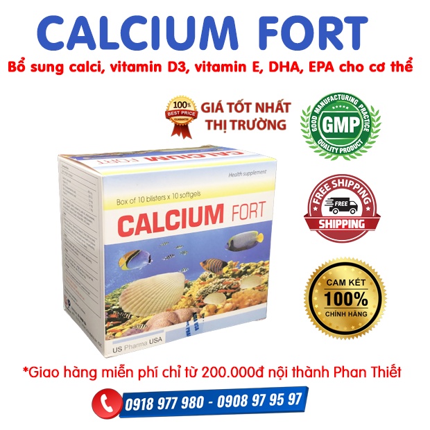 VIÊN UỐNG CALCIUM FORT HỘP 100 VIÊN bổ sung calci, D3, E, DHA, EPA cho cơ thể