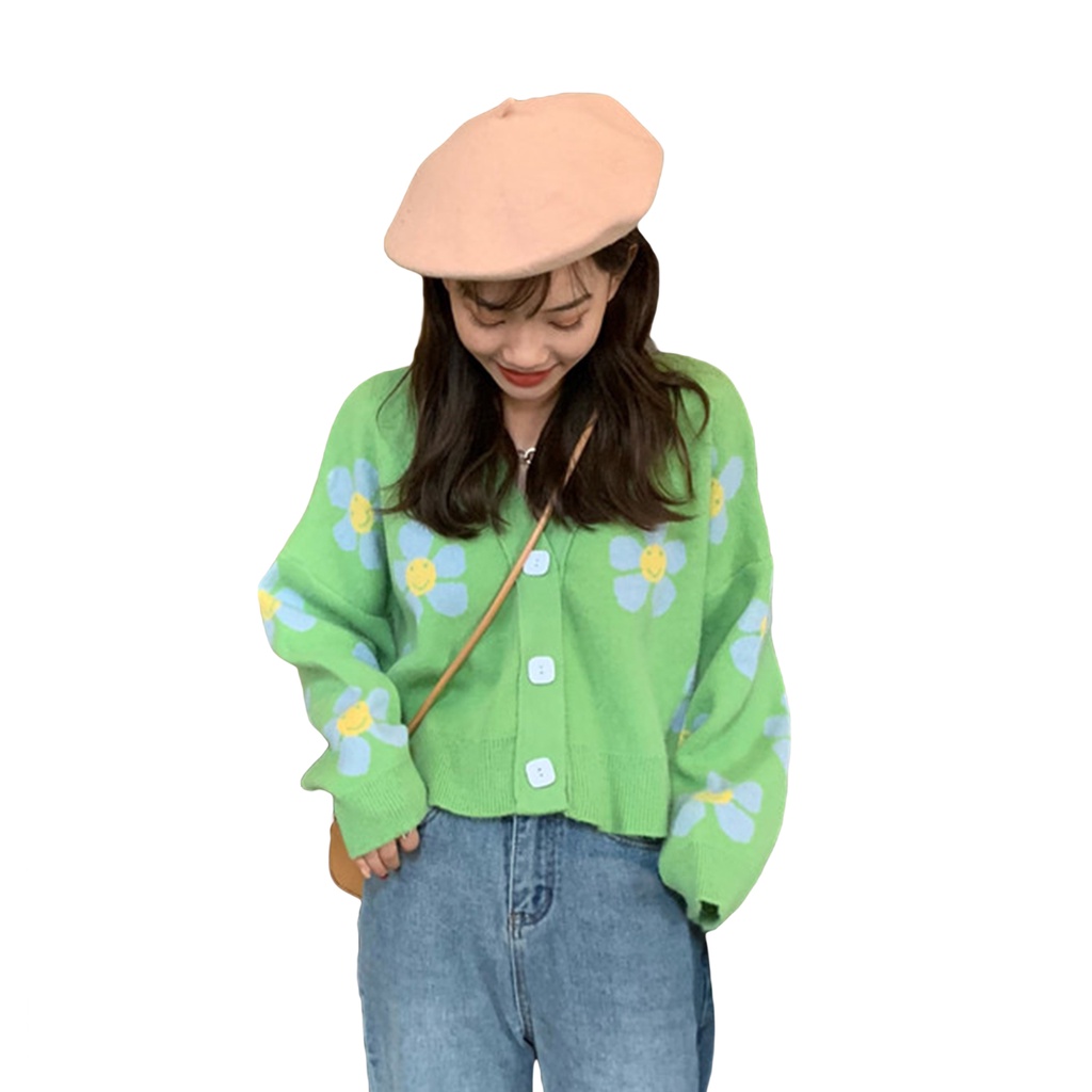 Áo Khoác Cardigan Dệt Kim Cổ V Thời Trang Cho Nữ