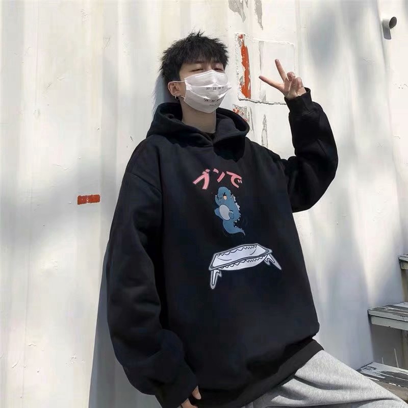Áo hoodie tay dài in họa tiết quái vật hoạt hình đáng yêu size M-3XL cho nam | BigBuy360 - bigbuy360.vn