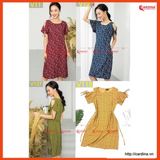 Váy Lanh Hoa Nhí 𝐂𝐀𝐑𝐃𝐈𝐍𝐀 Dáng Suông Tay Nơ