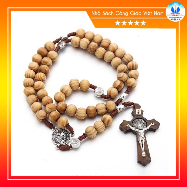 Chuỗi tràng hạt mân côi thánh giá 50 hạt gỗ cao cấp N34 , vòng mân côi Công Giáo hạt gỗ handmade