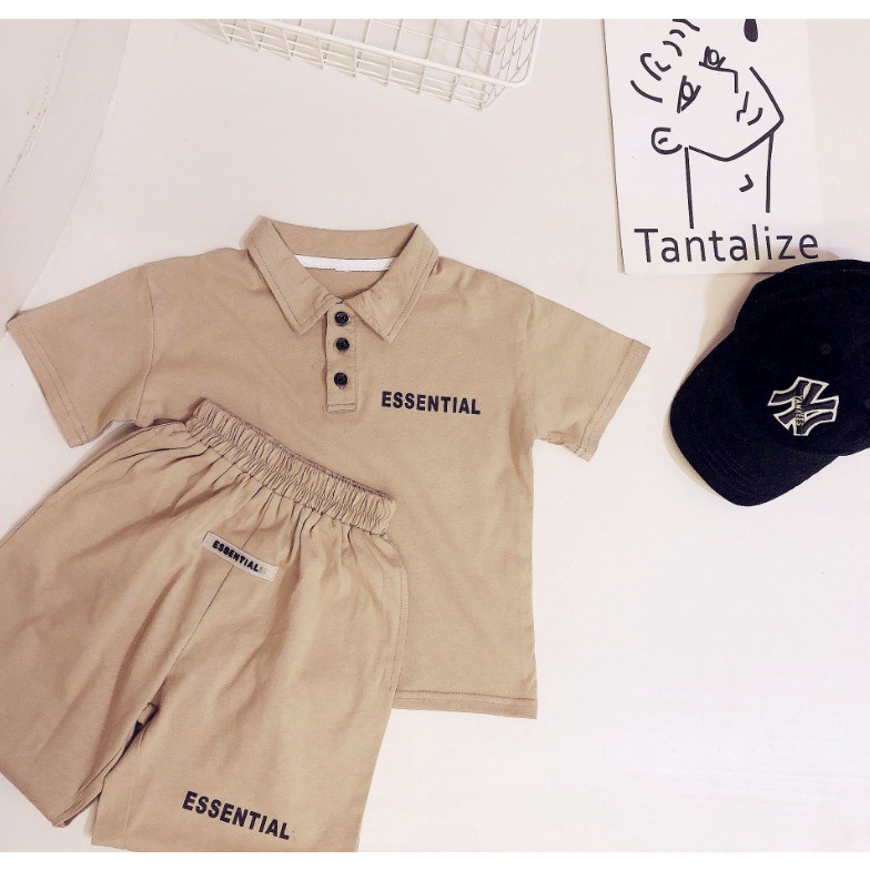 Bộ thun ngắn Bigbaby chất thun cotton mềm mát áo cổ polo có nút cho bé 13-28kg