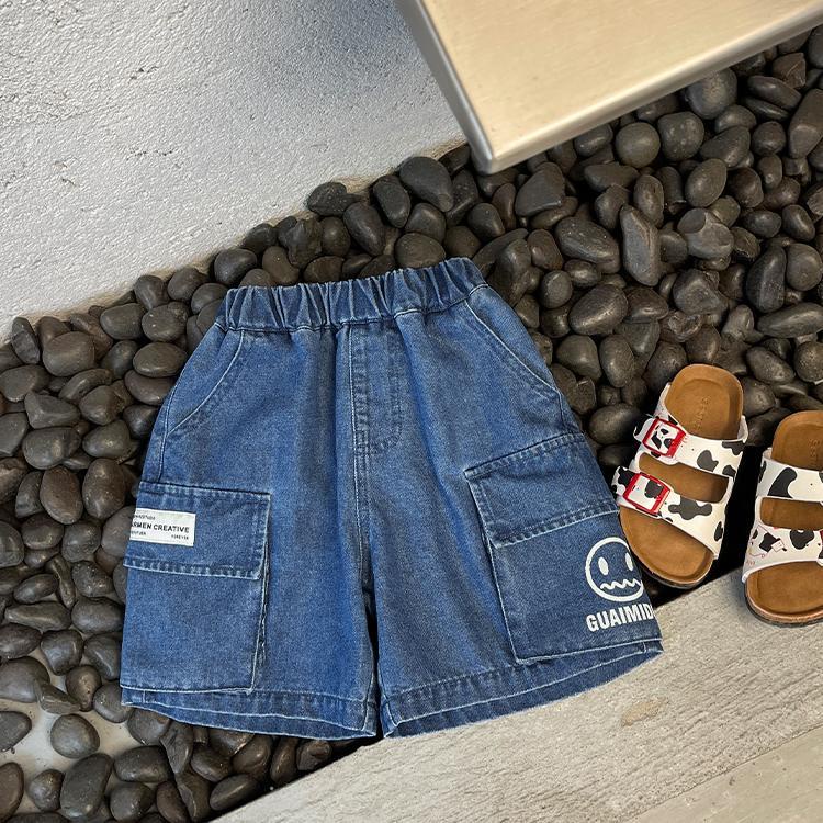 Quần Short Yếm Denim Phong Cách Mới Cho Bé Trai