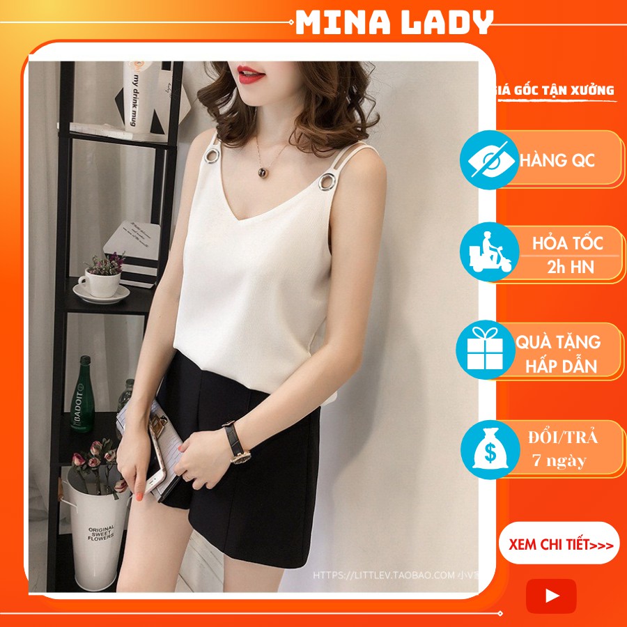 Áo nữ sát nách cổ V kiểu sang chảnh VT