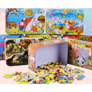 Ghép hình puzzle 100 mảnh hộp sắt