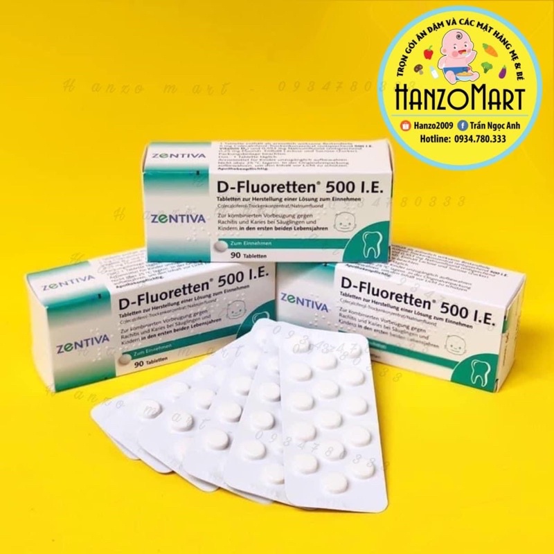 Vitamin D Fluoretten 500 I.E của Đức cho trẻ sơ sinh, 90 viên
