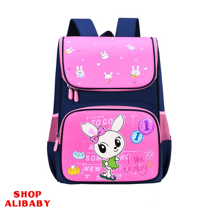 Balo Chống Gù dáng hộp cặp học sinh tiểu học cho bé gái,siêu nhẹ in hình ELSA SOFIA BẠCH TUYẾT TE34