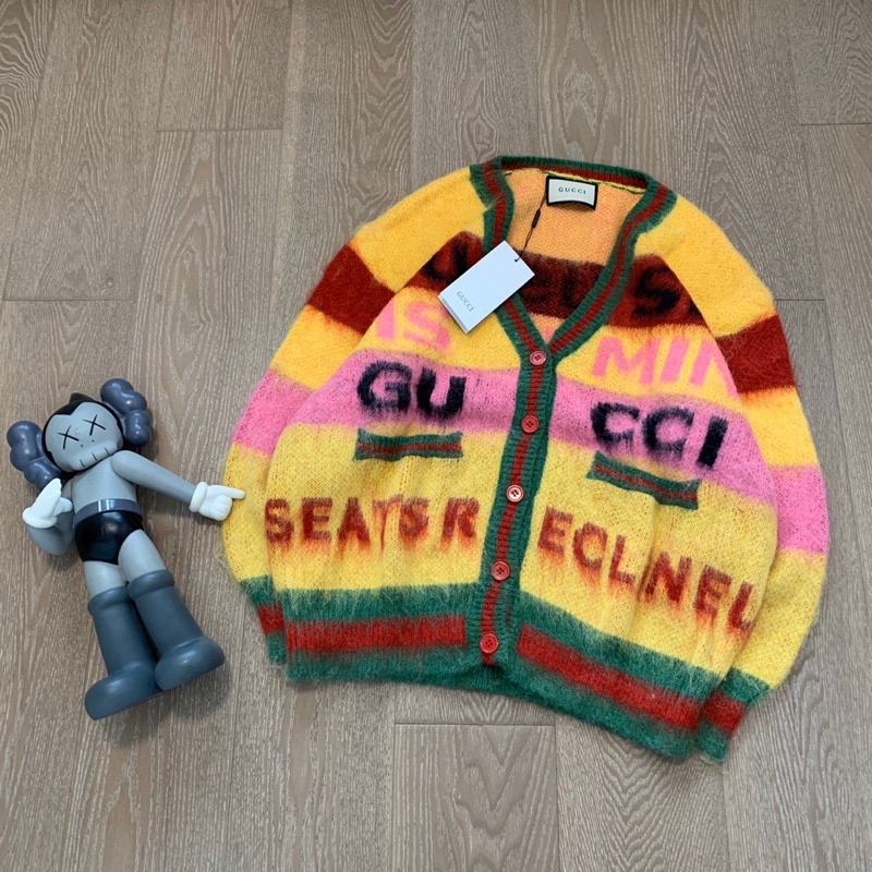 Áo cardigan nữ dáng rộng hoạ tiết kẻ ngang phối màu thời trang thương hiệu Gucci GC cao cấp