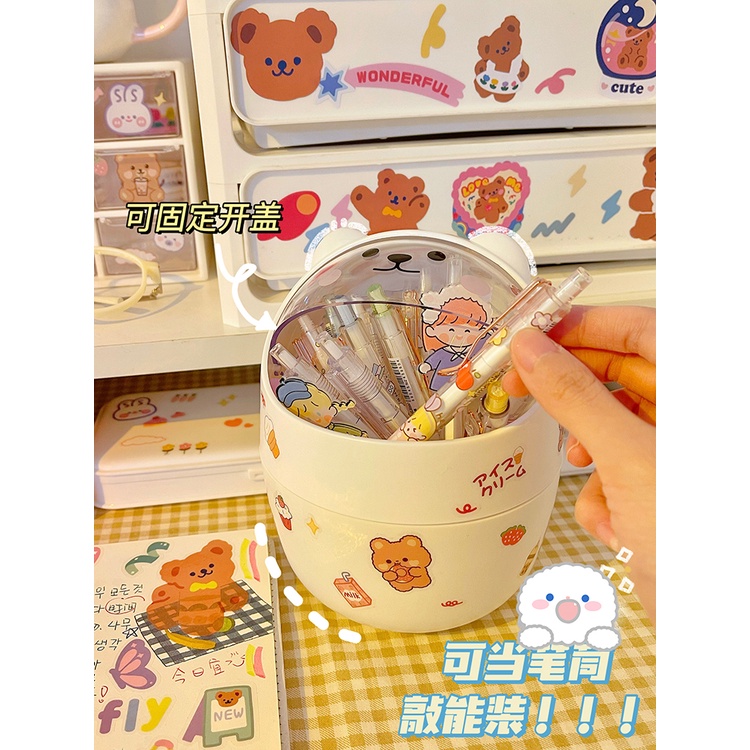 Thùng rác mini để bàn hình gấu nắp lật dễ thương CUTE SHOP
