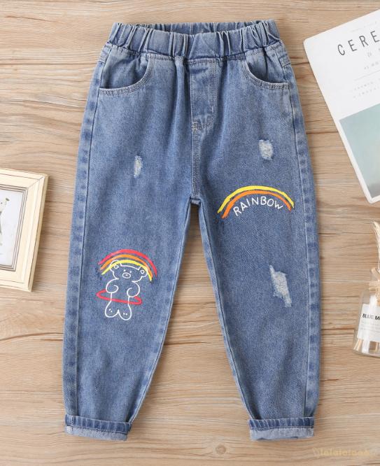 Quần Jeans Dài Phối Rách Thời Trang Cho Bé Laa6