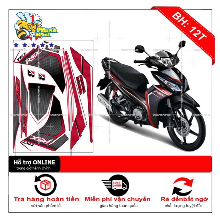 Tem xe wave RSX 2012 đỏ đen