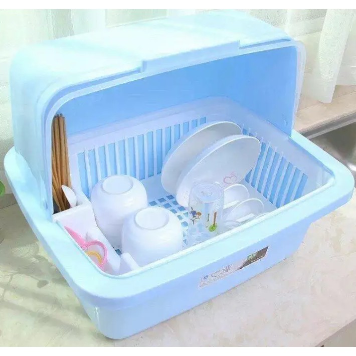 Kệ Úp Chén Bát - Úp Sữa Có Nắp Đậy 1 Tầng- Có Lỗ Thoát Nước Nhựa Việt Nhật - Nắp Đậy Chống Bụi Bặm Cao Cấp