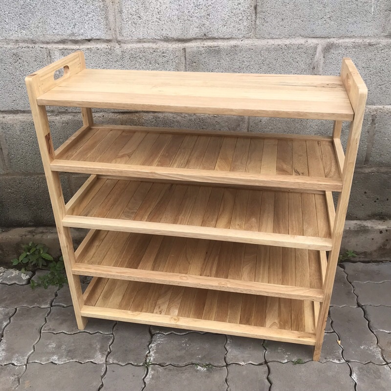 Kệ Để Giày Dép Gỗ Ngang 64cm-70cm Cao 3-4-5-6 Tầng Kèm Quai Sách