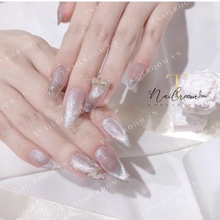 Nailbox mắt mèo kim cương đính nơ bánh bèo