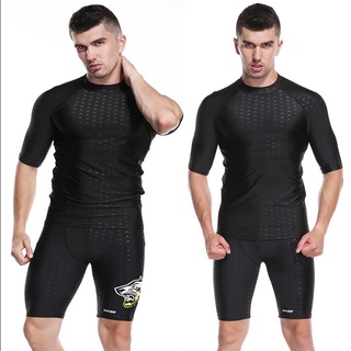 Bộ Đồ Bơi Hai Mảnh Áo Tay Ngắn + Quần Short Size L-5XL Khô Nhanh Cho Nam
