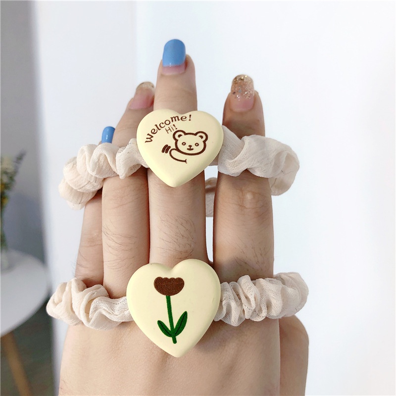 Dây buộc tóc hình trái tim hoạt hình phong cách Hàn Quốc xinh xắn đáng yêu