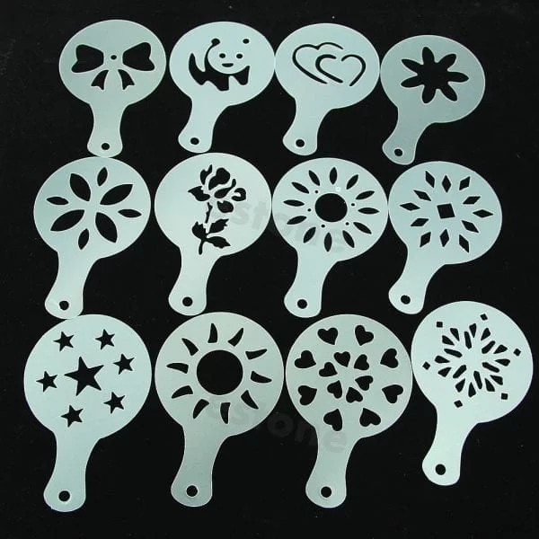 Coffee stencils – Bộ khuôn vẽ cappuccino latte art stencil 12 cái KP-IM037