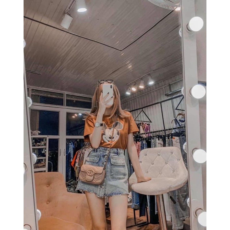 Chân váy jeans cài cúc