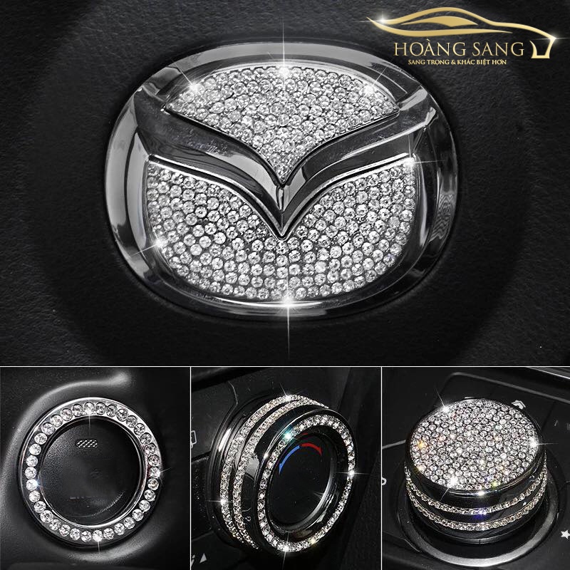 trang trí đính đá nội thất xe mazda, viền crom không han gỉ, sang trọng đẳng cấp, ốp trang trí nội thất cx5, mazda6, cx8