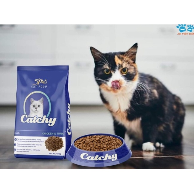 Hạt catchy  thức ăn dành cho mèo trưởng thành vị Gà & Cá ngừ gói 400g và gói 1,2kg