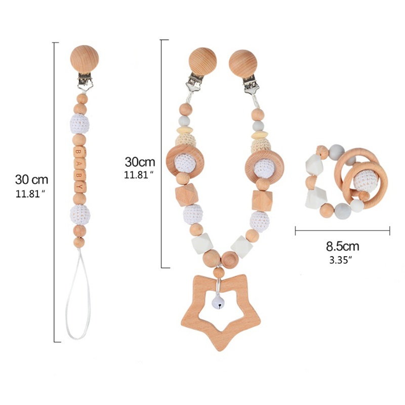 Set 3 Dây Xích Kẹp Núm Vú Giả / Núm Vú Giả Treo Xe Đẩy Em Bé Sơ Sinh