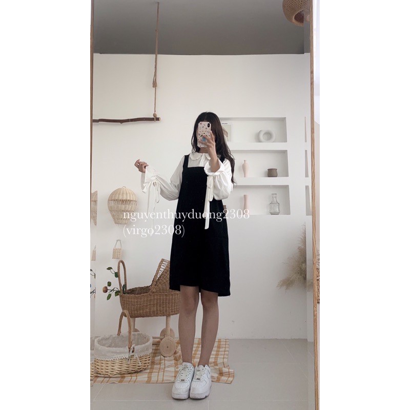 Váy yếm liền tay túm phong cách Ulzzang