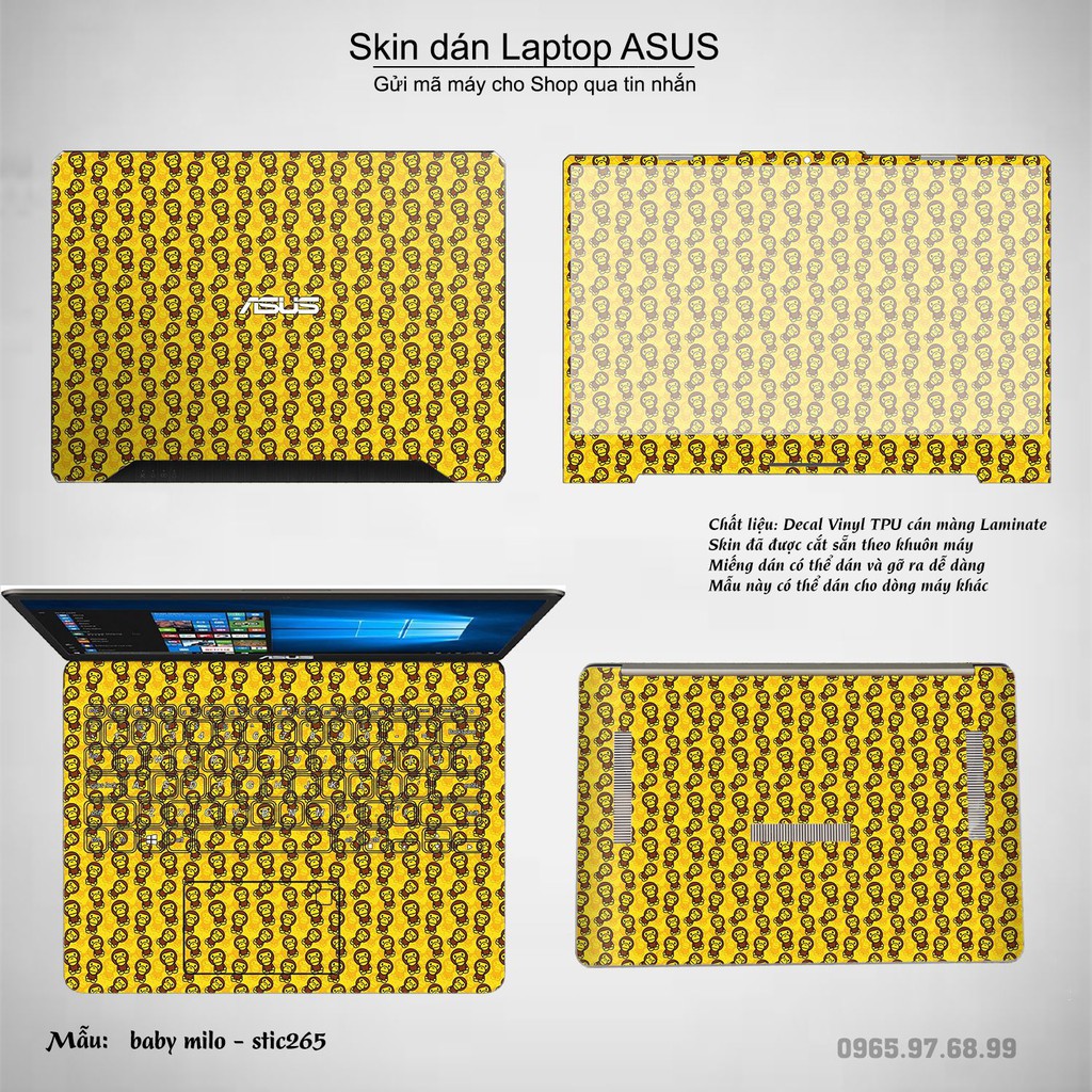 Skin dán Laptop Asus in hình baby milo - stic257 (inbox mã máy cho Shop)