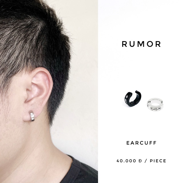 Khuyên kẹp không cần bấm đính đá 2 màu