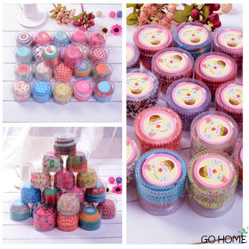 ♨G-H-100pc/Set Random Colors Cake Baking Paper Cup Cupcake Muffin Cases Home