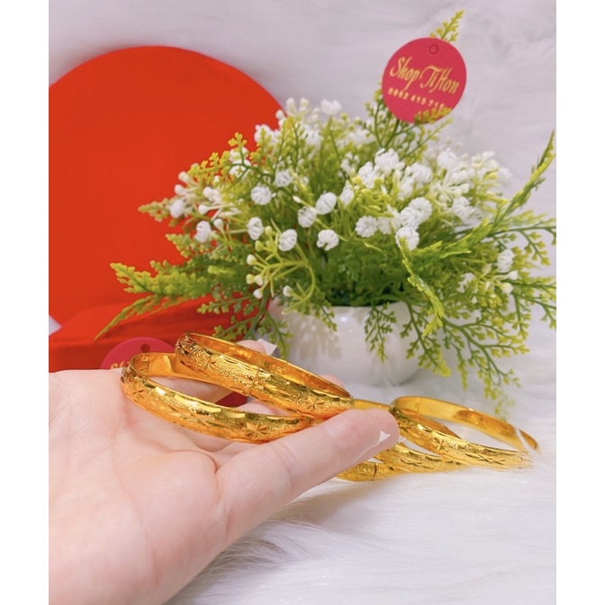 Vòng tay cưới kiểu chạm dát vàng 24 cao cấp mẫu mới cực đẹp