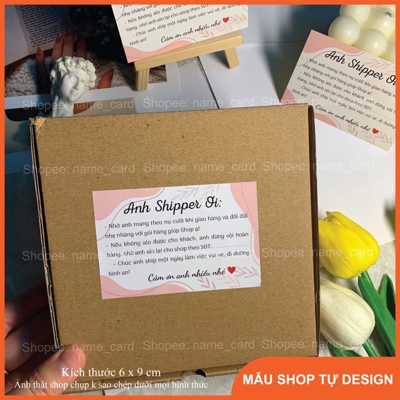 Tem decal dán cảm ơn anh shipper, tem niêm phong dán ngoài vỏ hộp dành cho shop bán hàng