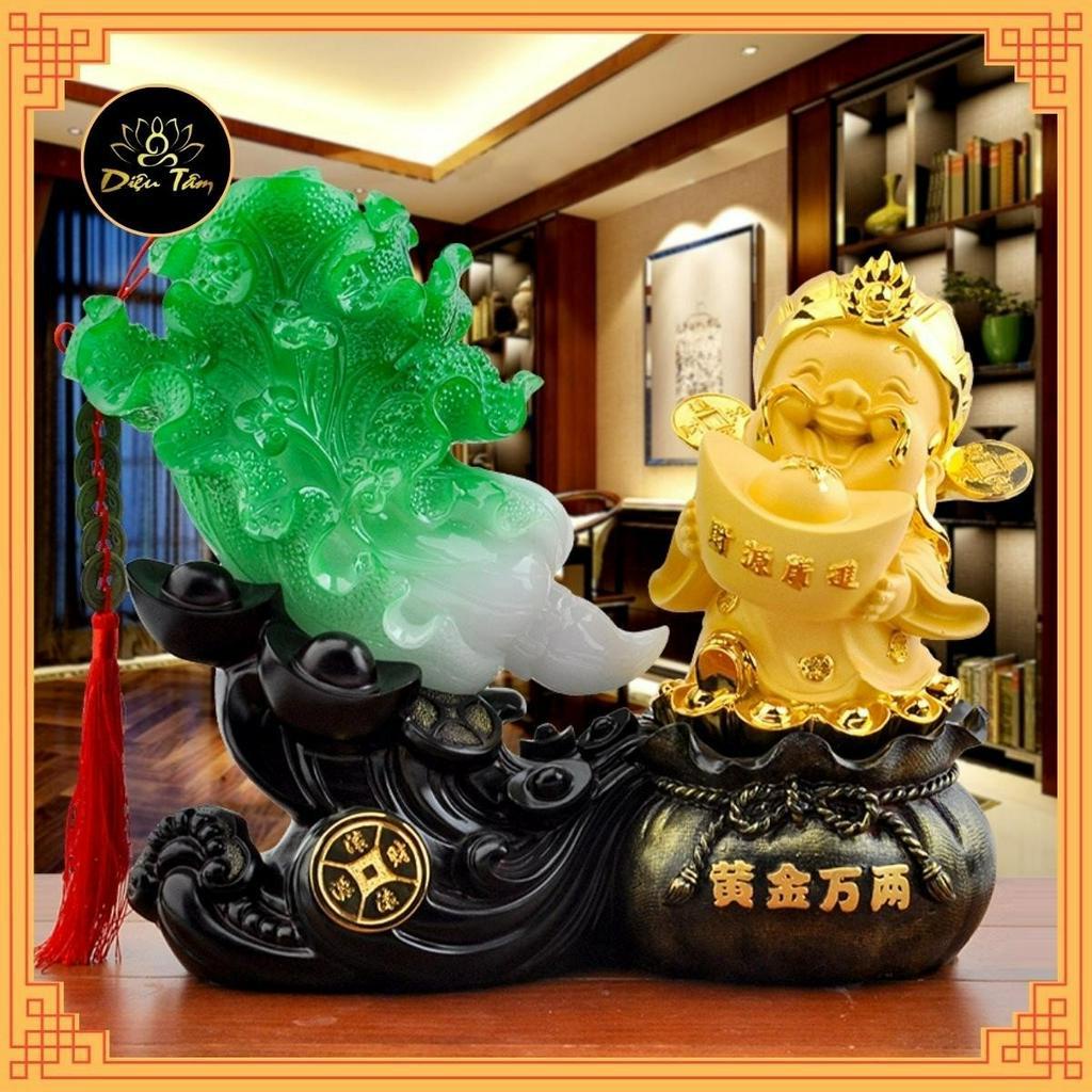 Tượng bắp cải thần tài trang trí bàn làm việc, ban thờ thần tài đồ thờ cúng phong thủy-Diệu Tâm mã tuong bap cai than ta