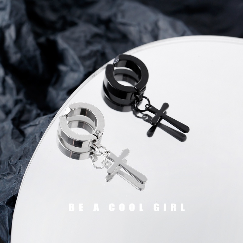 Khuyên Tai Dạng Kẹp Không Cần Xỏ Lỗ Hình Thánh Giá Thời Trang 19B176