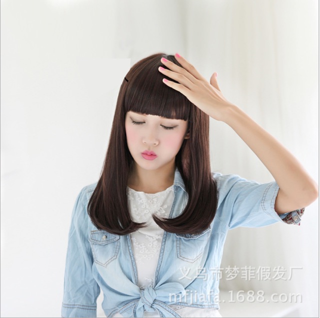 TẶNG LƯỚITóc giả nữ Hàn Quốc cao cấp có da đầu - TG1469 ( MÀU NÂU TỐI )