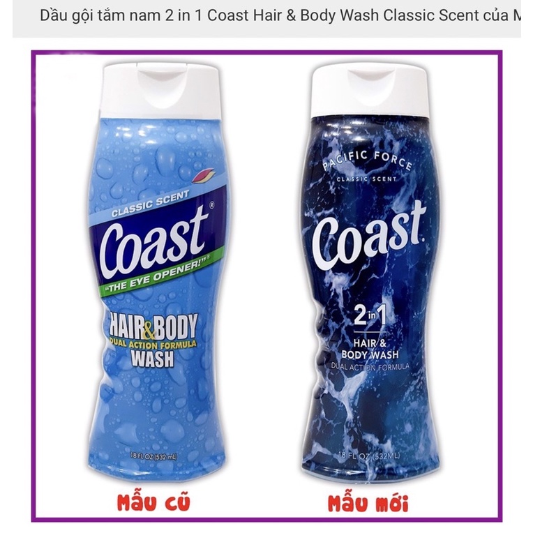 Sữa Tắm Gội 2 Trong 1 Dành Cho Nam Coast Hair & Body Wash