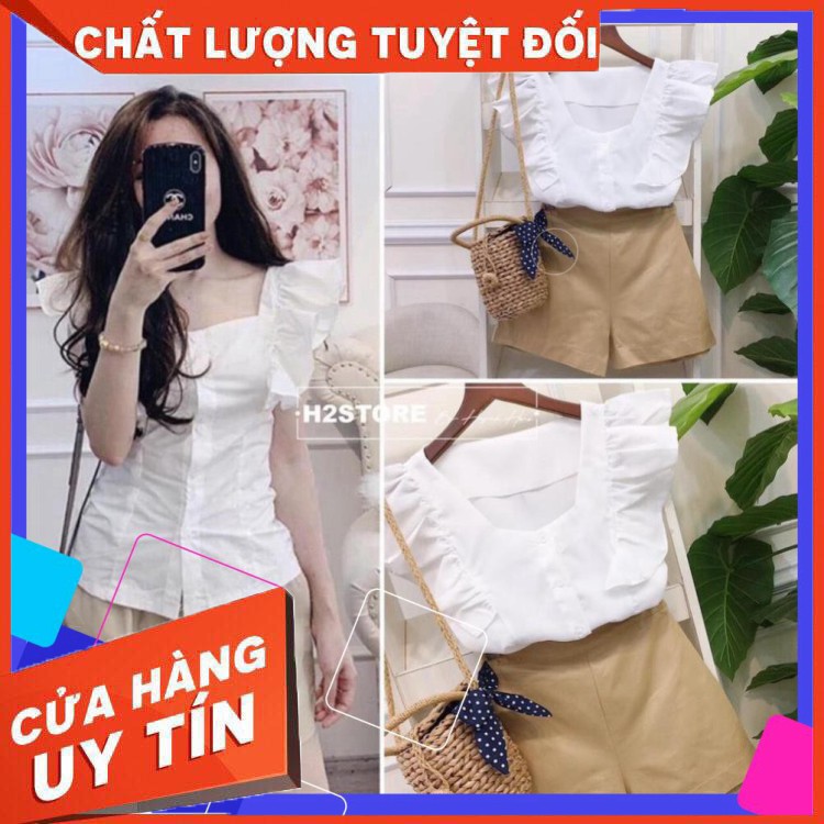 Set Áo Kiểu Quần Short Kaki 💖FREESHIP💖 Set Áo Kiểu Quần Sooc Kaki Bao sang Chảnh - Hàng nhập khẩu