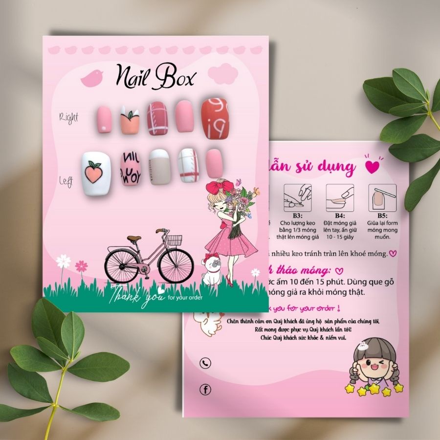 50 bìa Nail box giấy gắn móng tay giả giá rẻ, Giấy dày cán màng chống thấm nước - in 2 mặt