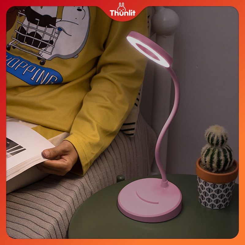 Đèn bàn LED màu hồng Thunlit 2000mAh Điều khiển cảm ứng có thể sạc lại với đèn vòng