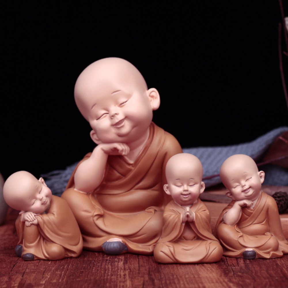 ☘️HOT☘️ Bộ 03 chú tiểu AN NHIÊN trang trí nhà cửa,ôtô - mẫu ngồi 7cm