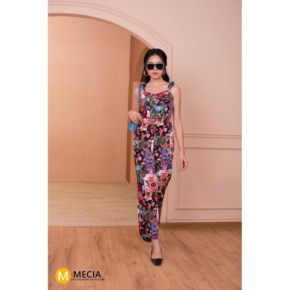 Jumpsuit dài nữ thiết kế MECIA JS027- Jum nữ 2 dây dáng dài họa tiết hoa, set đồ nữ cao cấp - thắt eo chất liệu vải mát