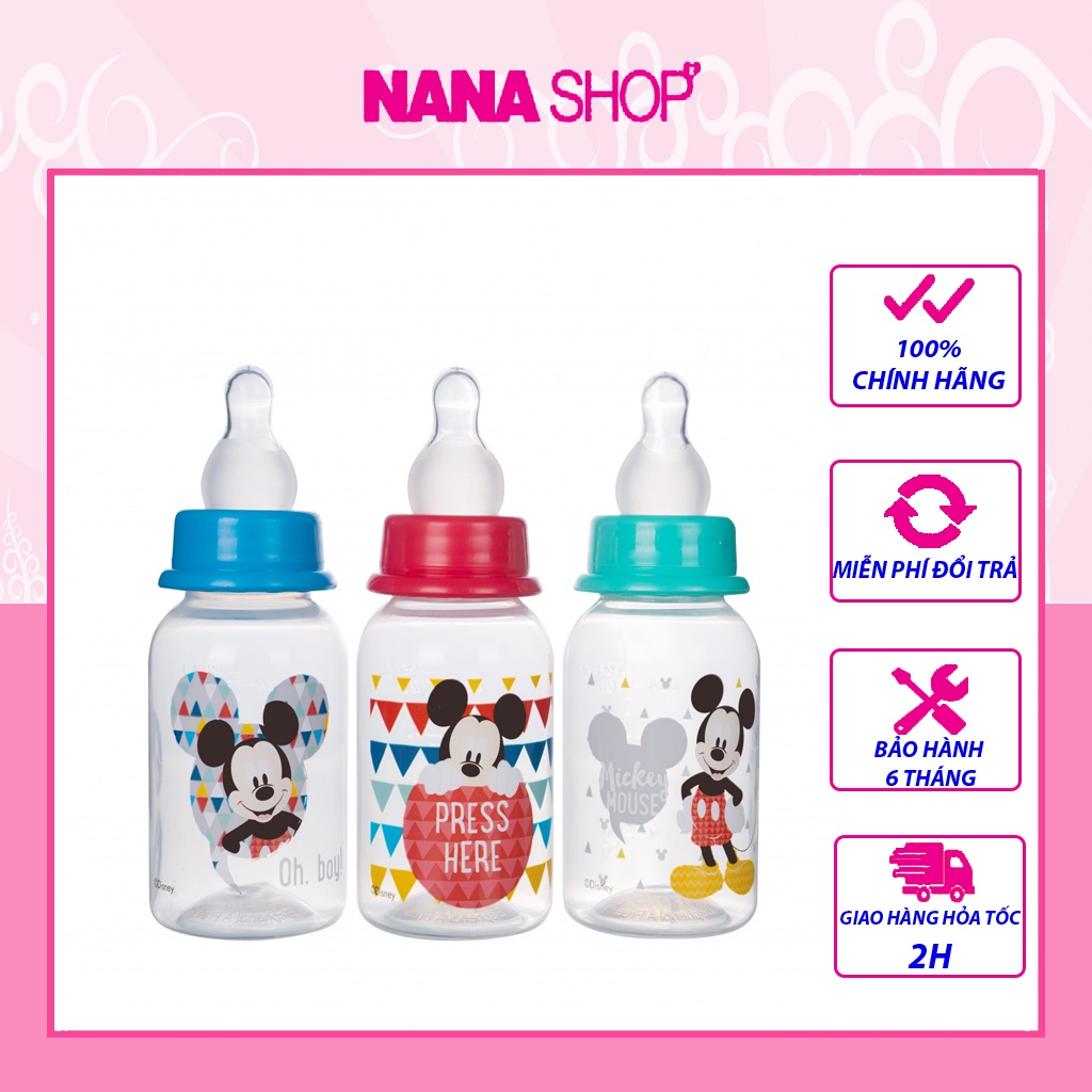 Bộ 3 bình sữa Disney Thái Lan 125ML/4OZ DN1611, núm size S phù hợp 0 month +