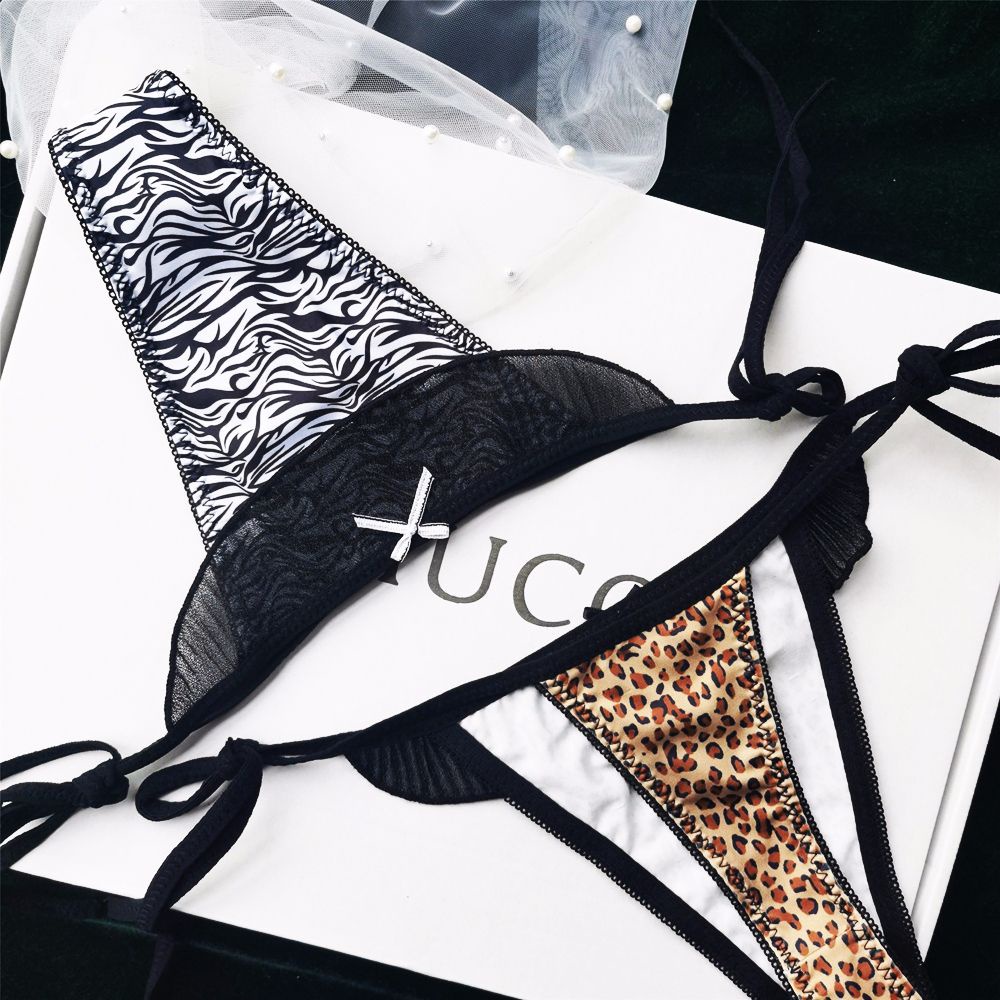 Quần Lót Lọt Khe Eo Thấp Chất Liệu Cotton Phối Voan Lụa Lạnh Mềm Mại Thoáng Khí In Họa Tiết Da Báo Quyến Rũ Cho Nữ