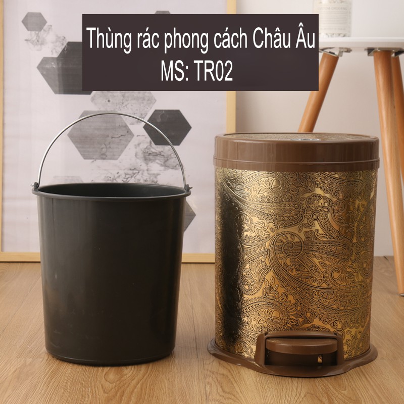 [Sỉ] THÙNG RÁC ĐẸP - Thùng rác hoa văn xinh xắn 10L cỡ to lớn giá rẻ